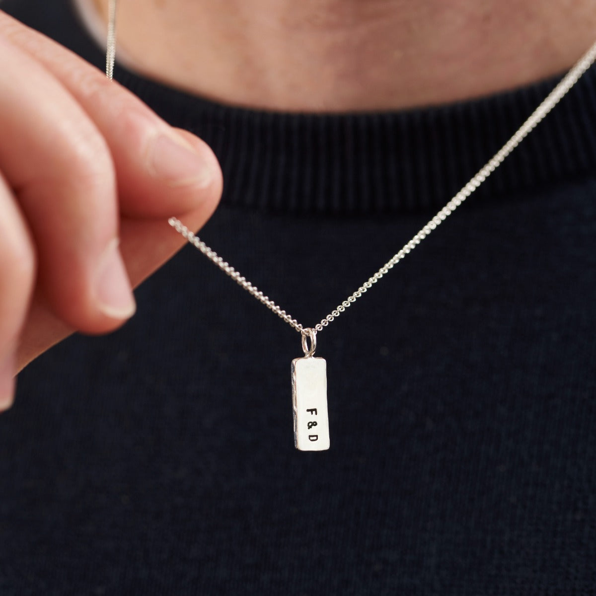 Personalised Men's Silver Tag Necklace Posh Totty Designs