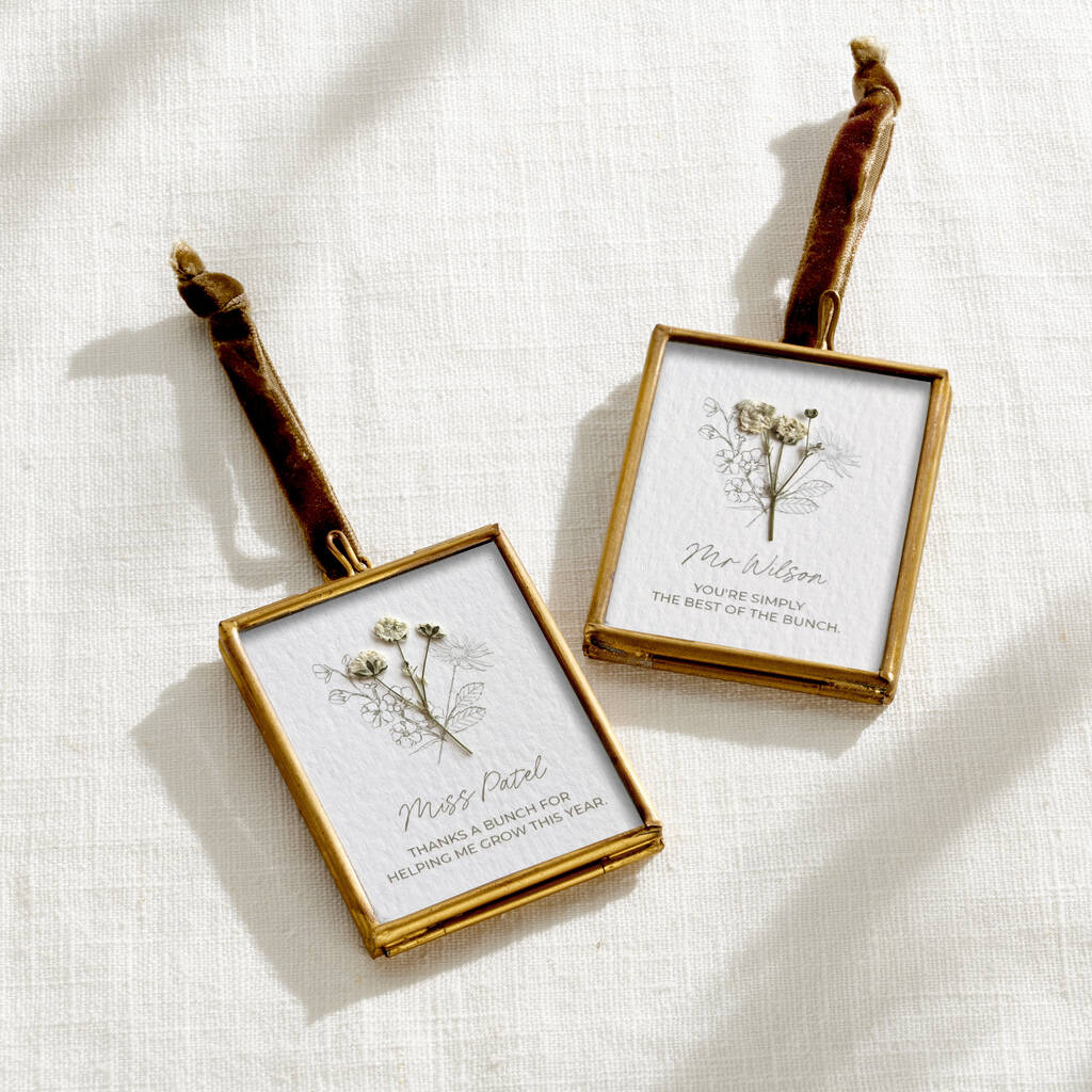 Personalised Thank You Teacher Pressed Flower Mini Frame