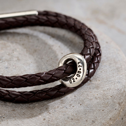 Personalised Men’s Lucky Pebble Message Bracelet