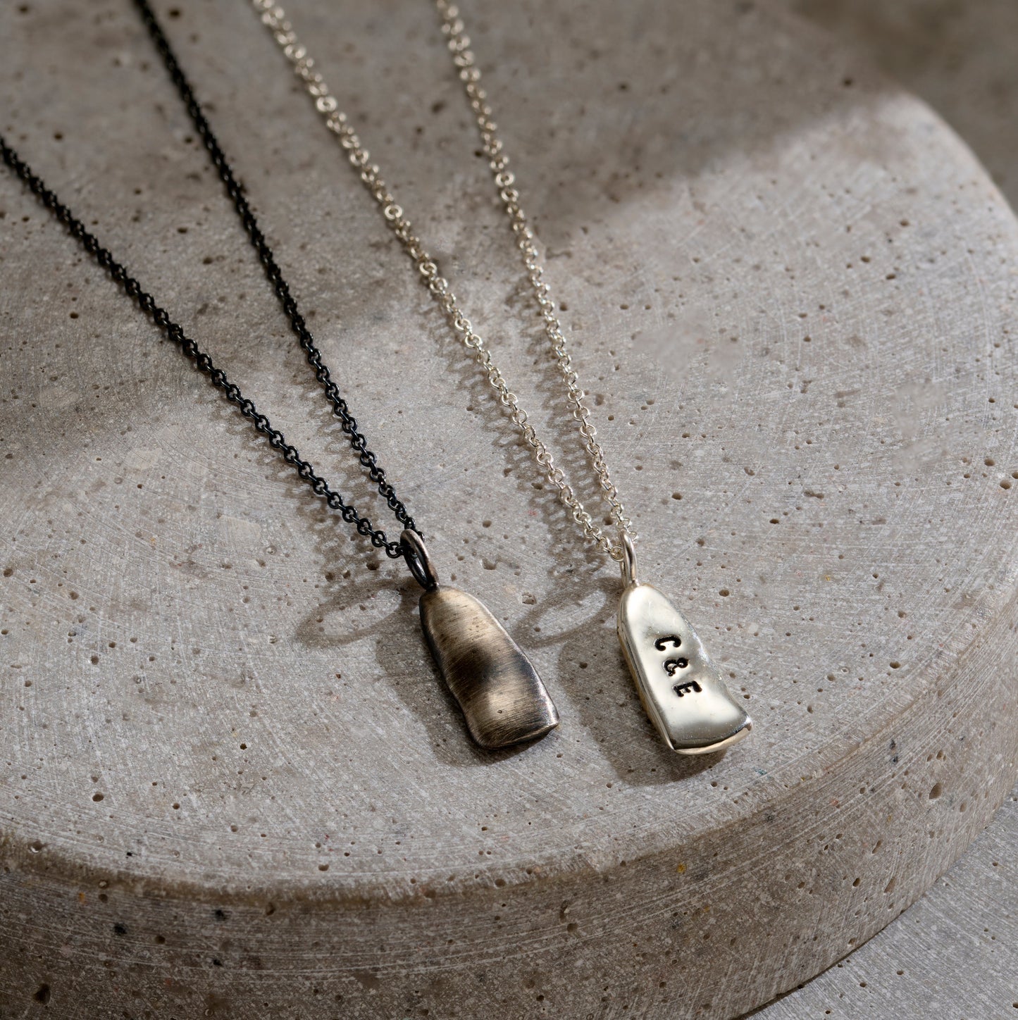 Personalised Men's Small lucky stone tag necklace