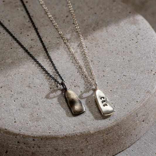 Personalised Men's Small lucky stone tag necklace