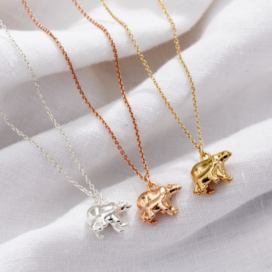 Mama and Baby Bear initial Charm Necklace