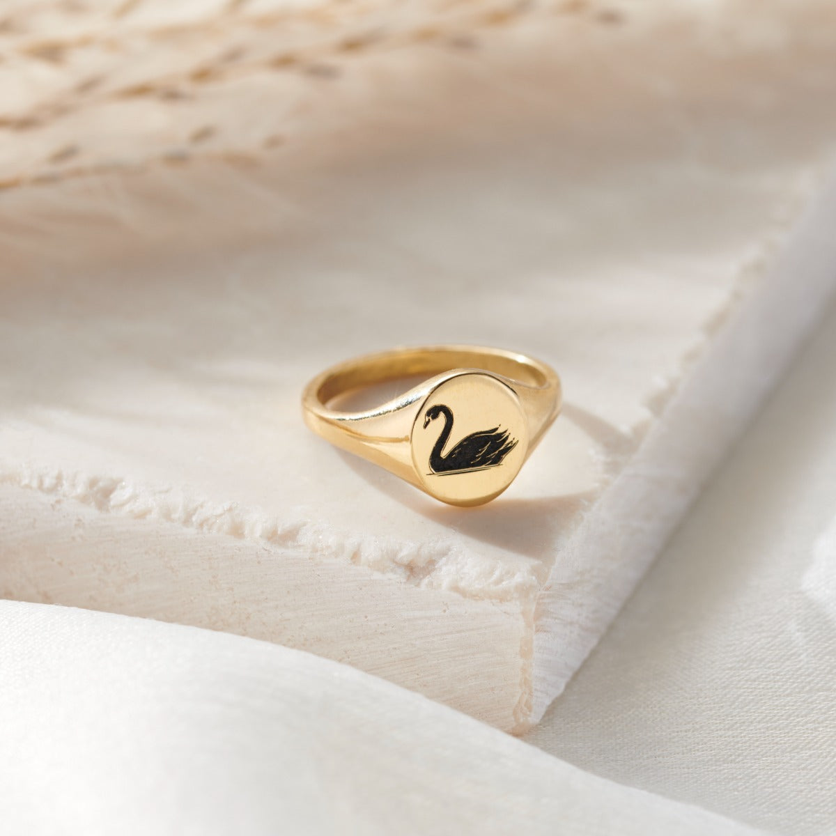 Soulmate Swan Signet Ring
