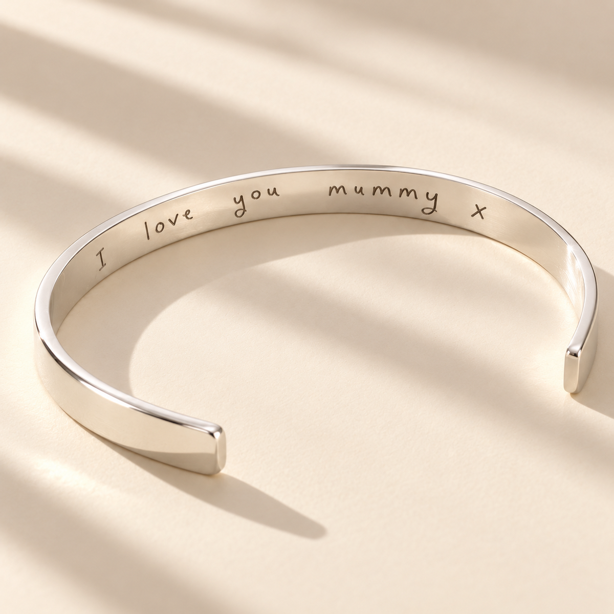 Personalised women's handwriting cuff bangle