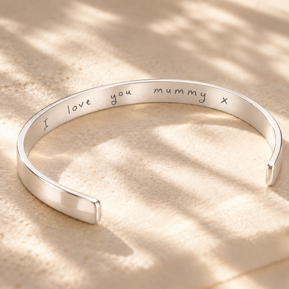 Personalised women's handwriting cuff bangle